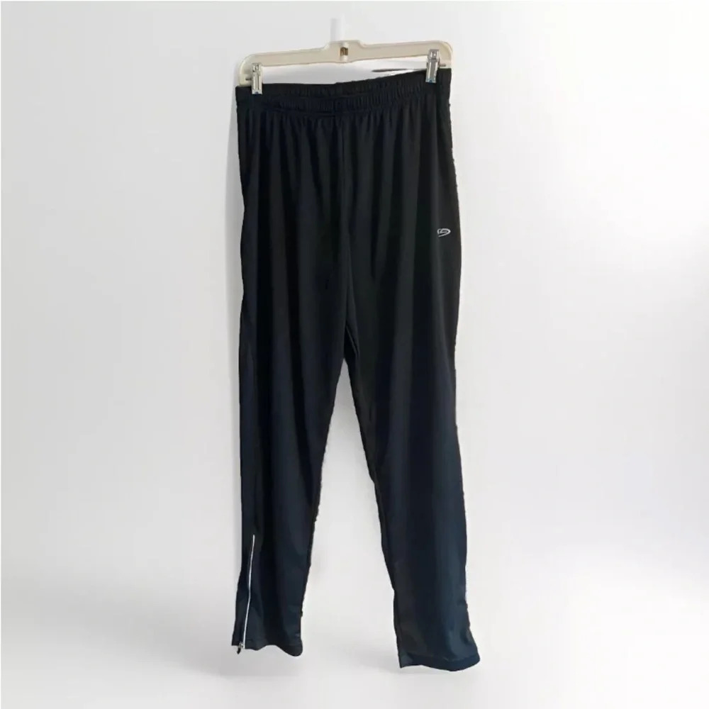 Champion Womens Medium Gym Track Pants Black Pull On Mid Rise Zip Ankle Pockets
